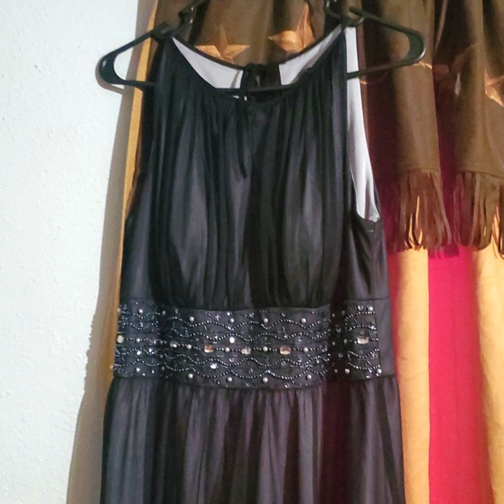 Black jeweled formal dress